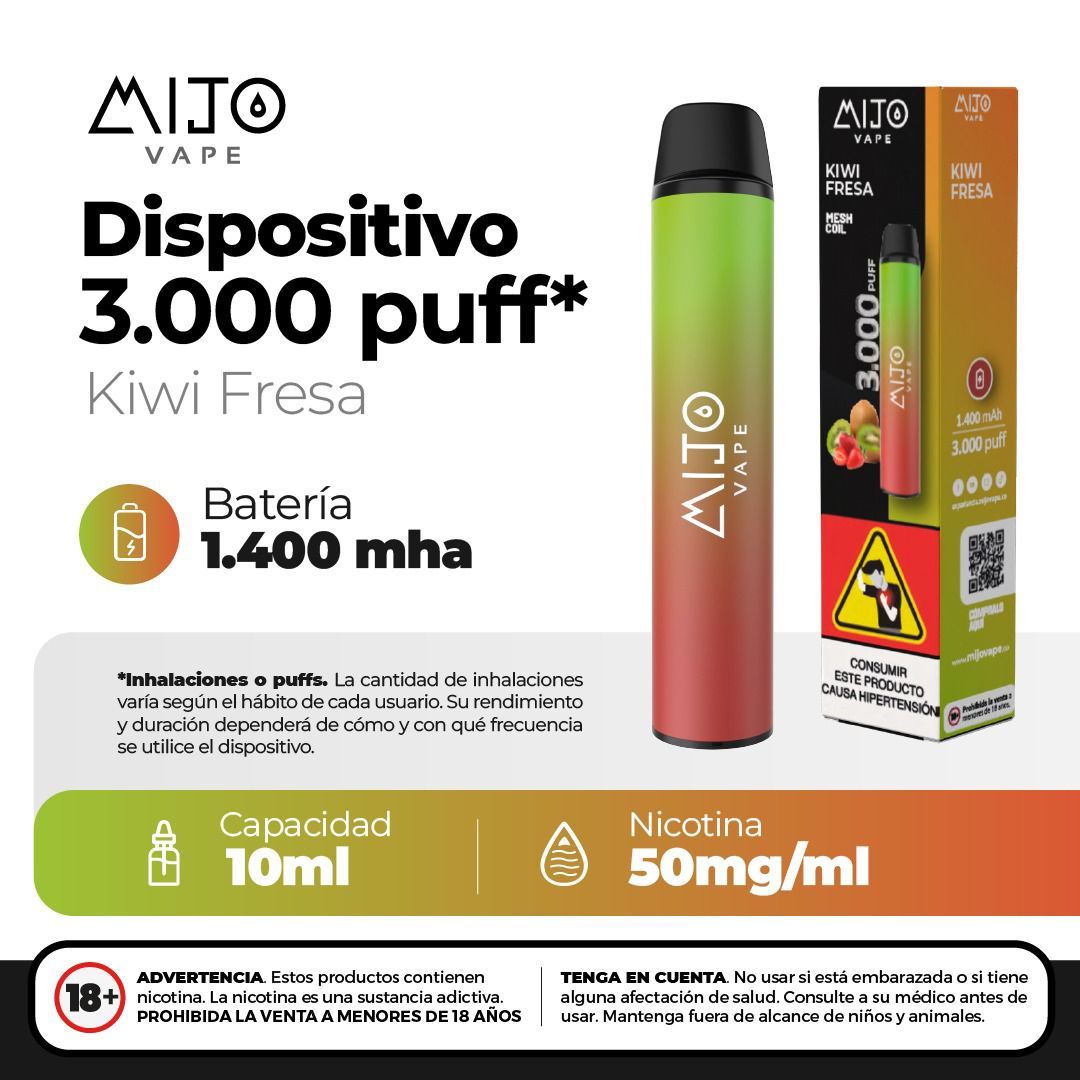 Mijo Kiwi Fresa 3.000 Puffs