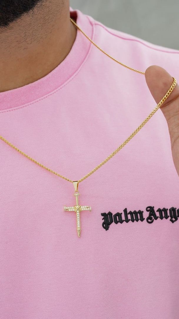 Cadena cubana y dije cruz clavos 