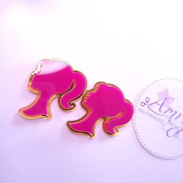 Acrílico 4.5x3.8cm silueta Dorado y fucsia - imagen 2