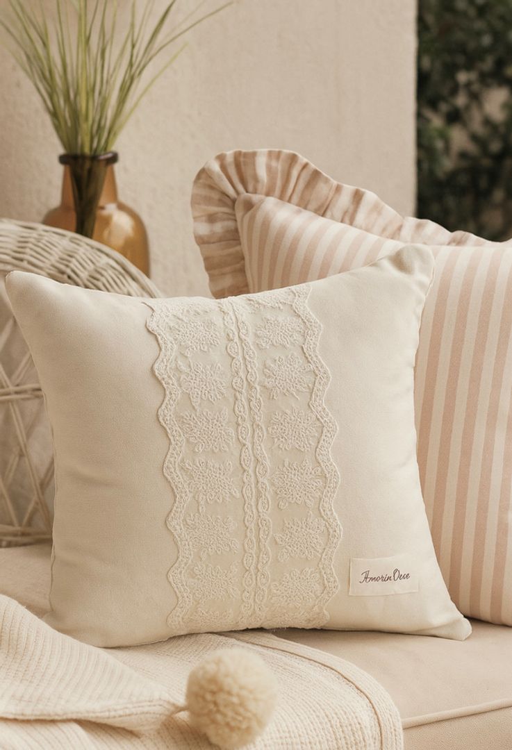 Almohadón Lino Rayas Rosa VENDIDO 