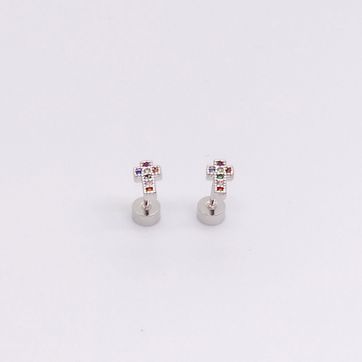 TOPO SEGURIDAD CRUZ COLORES PLATEADO RODINADO - imagen 1