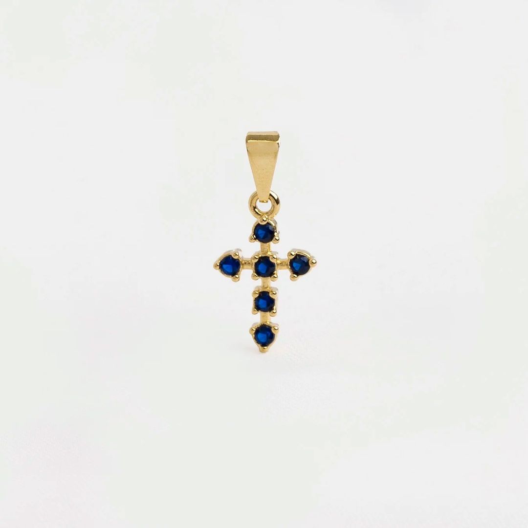 D cruz 6 circonias azul 