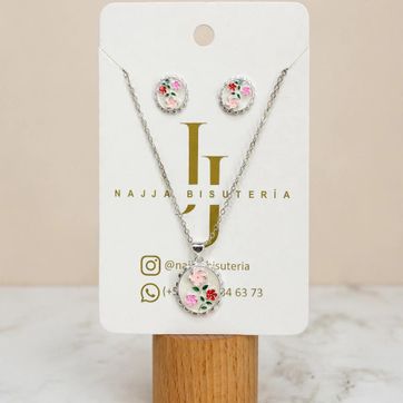 Imagen del producto Set Plateado Flores 