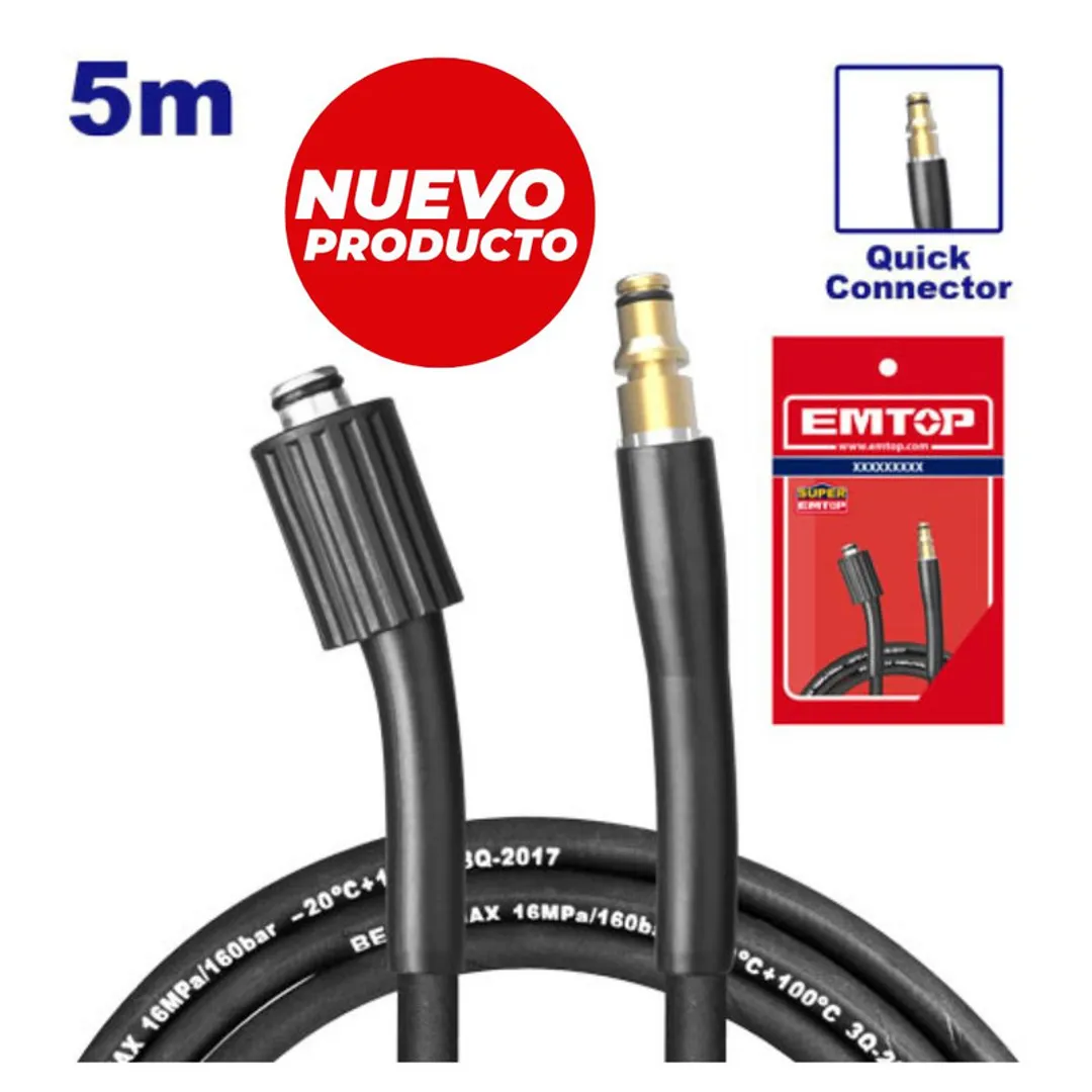 EMTOP MANGUERA 5MTS PARA HIDROLAVADORA CONECTOR RAPIDO SUPER EMTOP