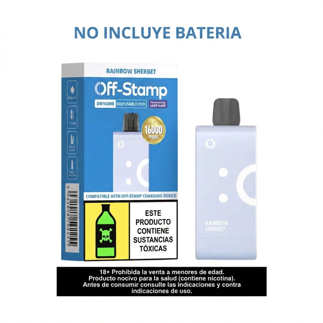 Pod Off Stamp Rainbow Sherbet 16.000 Puffs Recarga