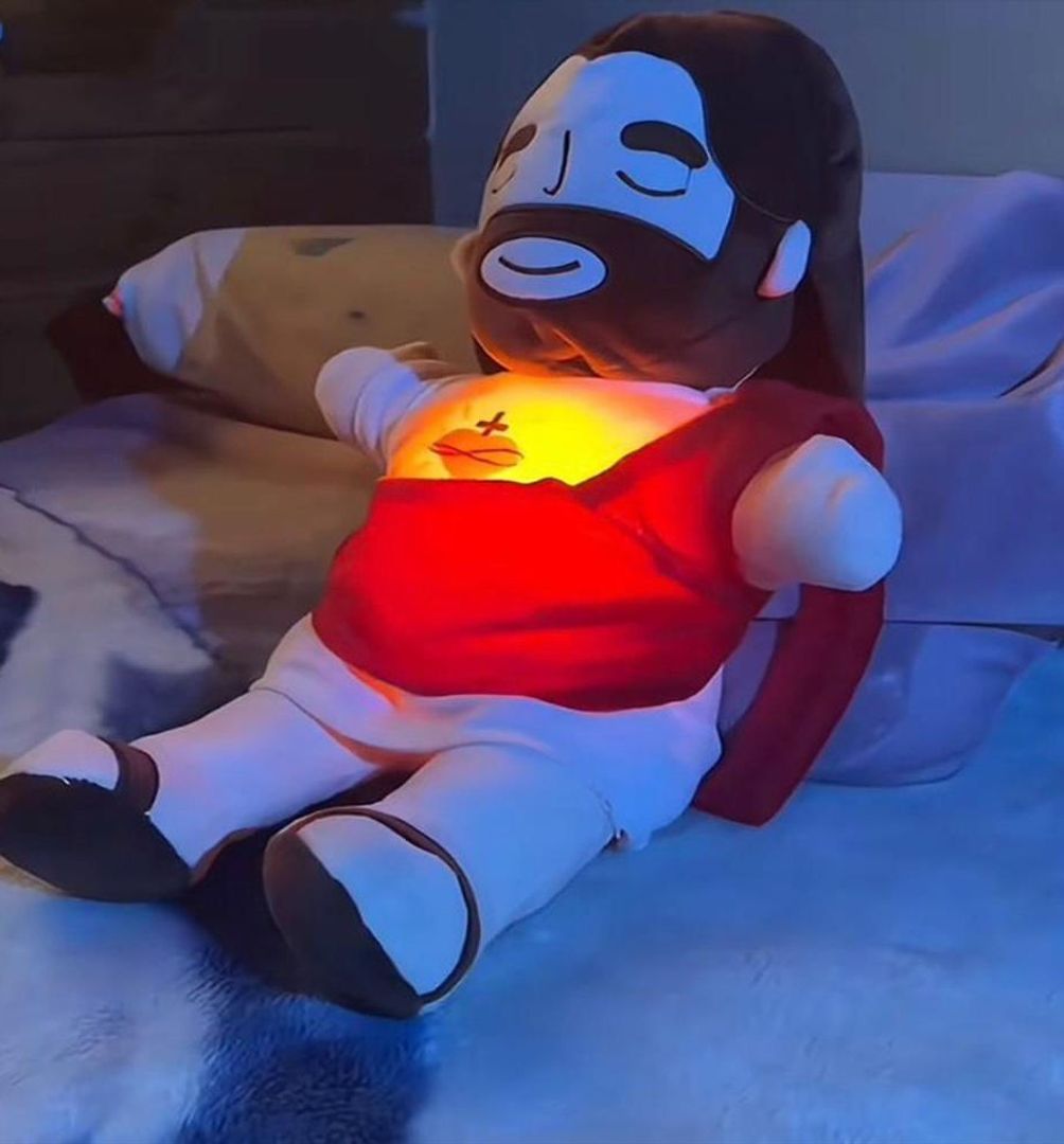 Peluche de Virgen María Y Jesús con respiración