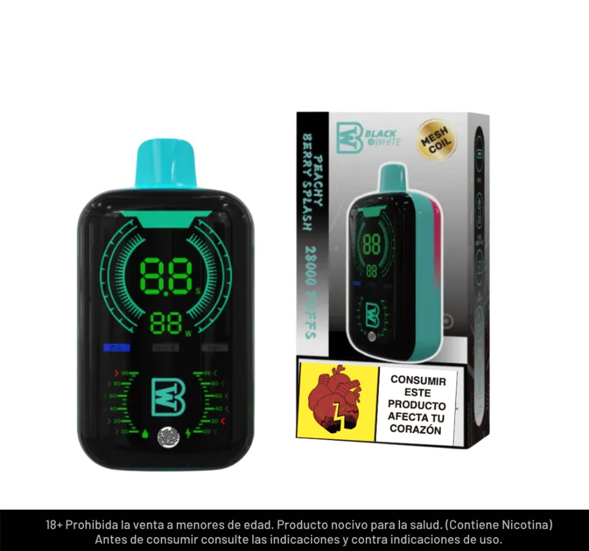 Black And White Peachy Berry Splash 28.000 Puffs