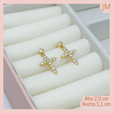 Imagen del producto Aretes Cruz Micro circonada Rodio