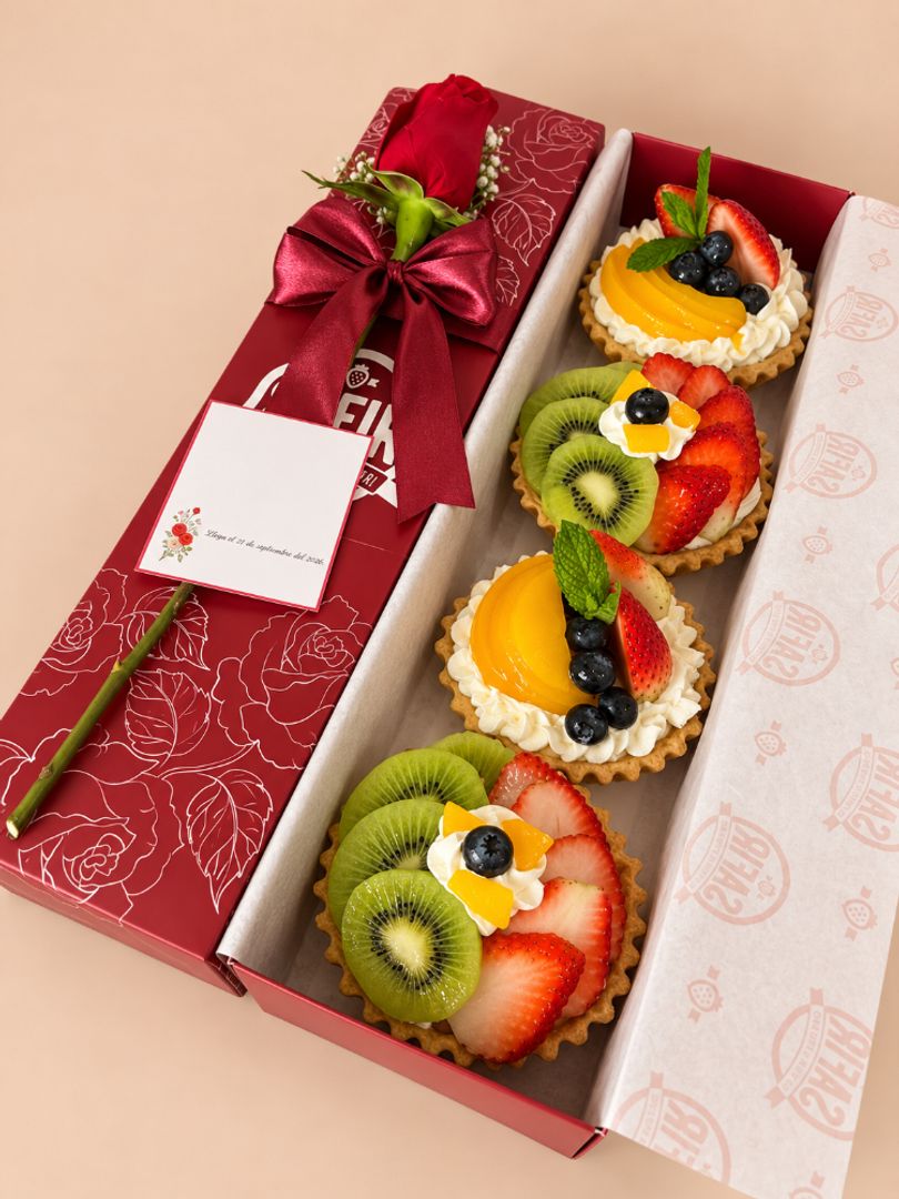 CAJA X 4 TARTALETAS DULCES + ROSA