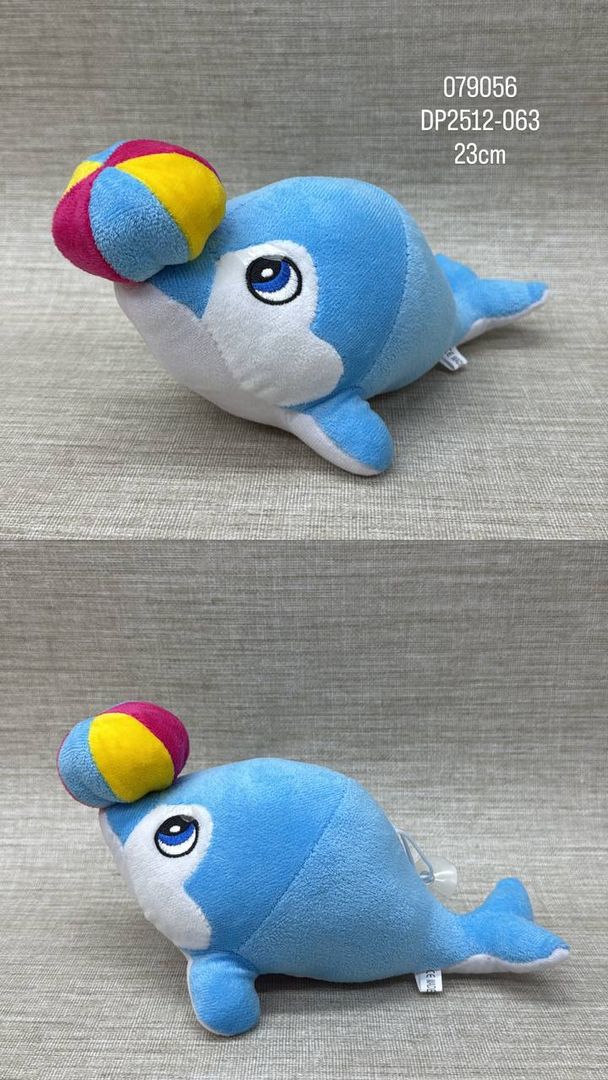 DELFIN AZUL CON PELOTA 23 CM