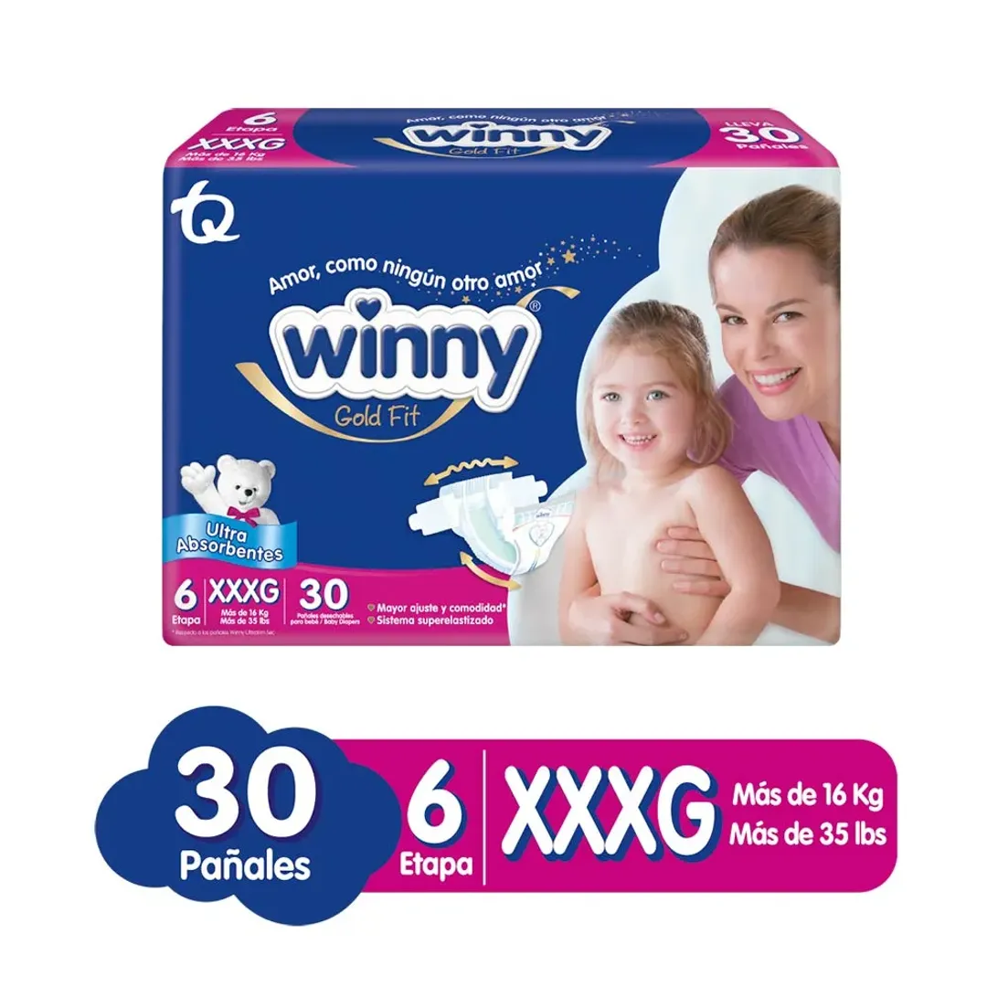 PAÑAL WINNY GOLD ETAPA 6 PAQ X 30 UND