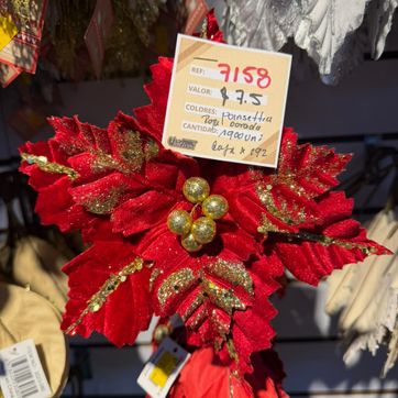 Imagen del producto PONSETIA ROJA DE PANA CON APLQUE DORADO