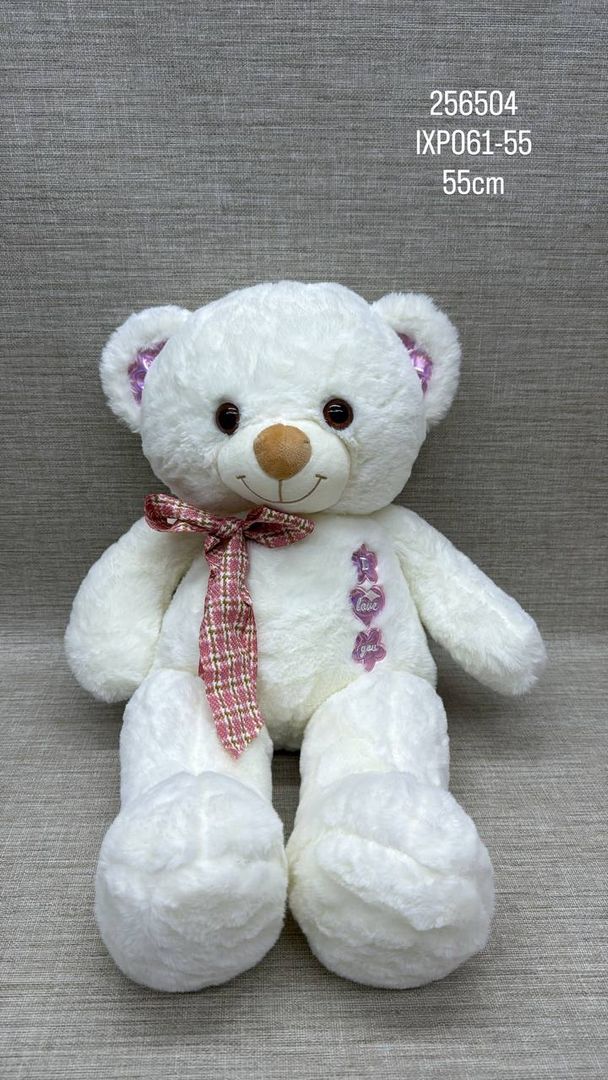 OSO BLANCO CON MOÑO DE CUADROS 55 CM