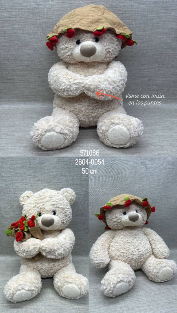 OSO BEIGE CON (RAMO/ SOMBRERO)  50 CM 