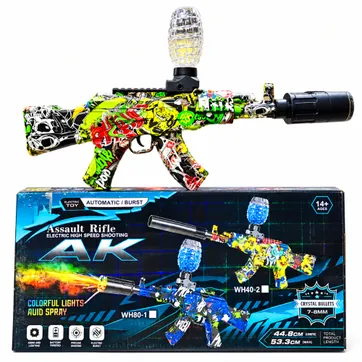 PISTOLA DE HIDROGEL RIFLE AK CON LUCES LED Y HUMO - imagen 1