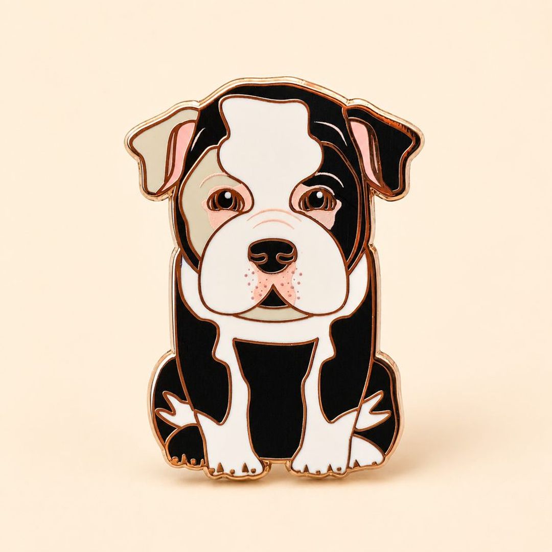 PIN BULLDOG INGLES BLANCO NEGRO