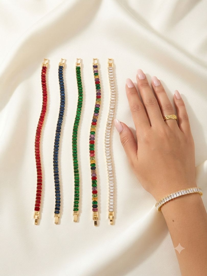 Pulsera rodio colores rectangular 