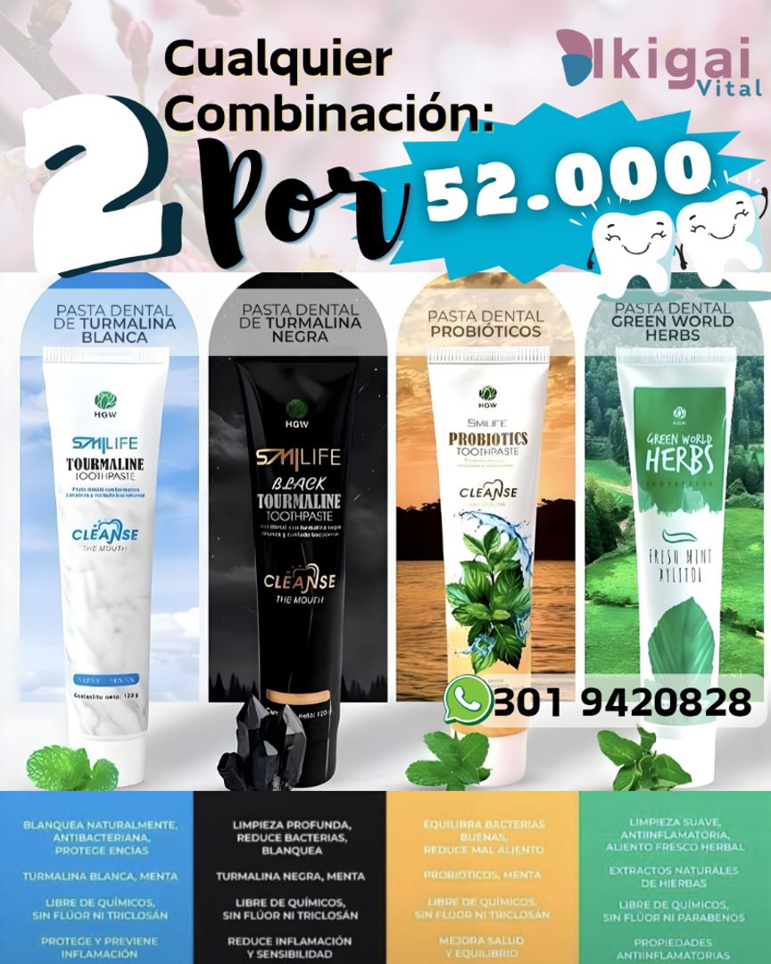 Paga 5 lleva 6 Cremas de dientes naturales