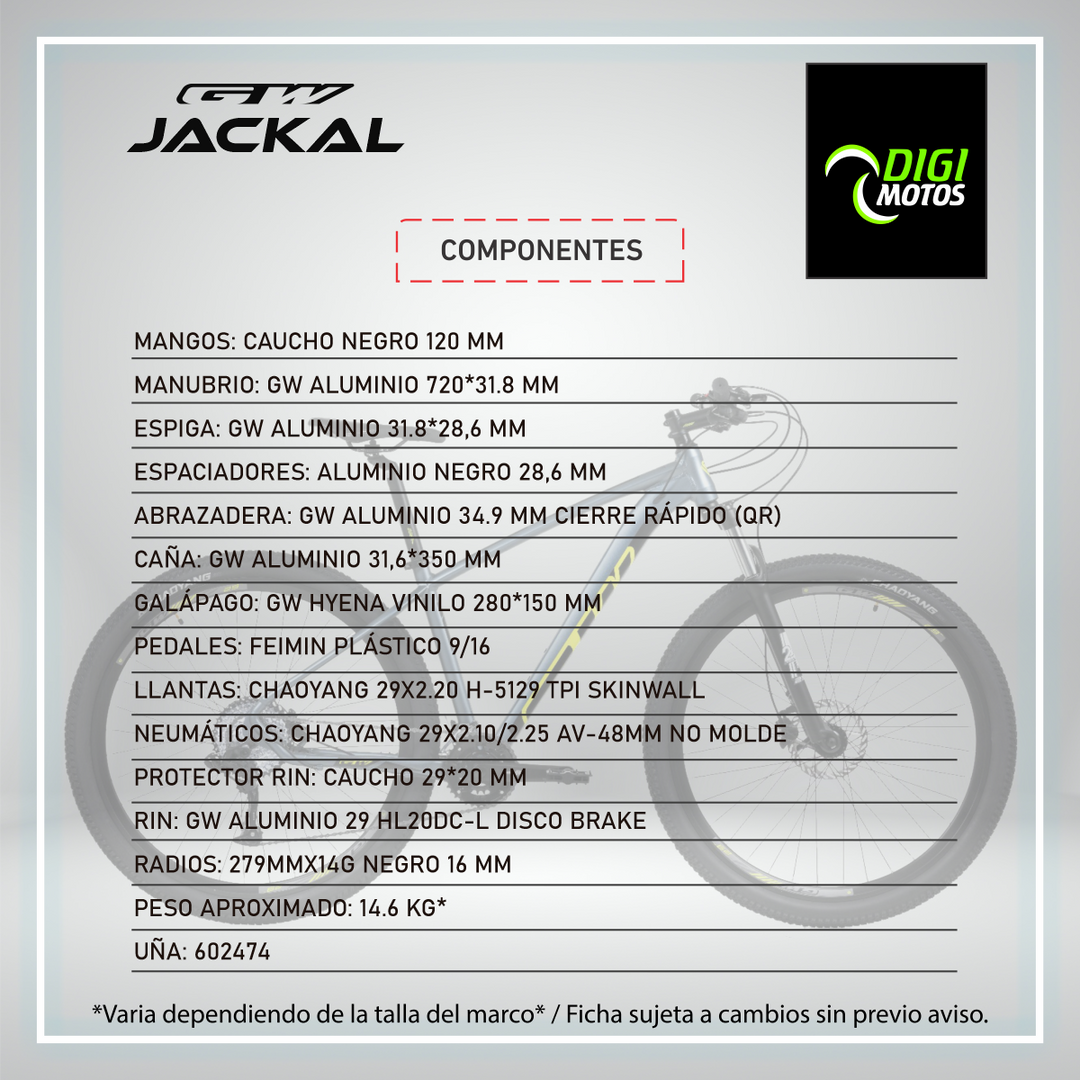 JACKAL 9 VELOCIDADES FRENO HIDRAULICO