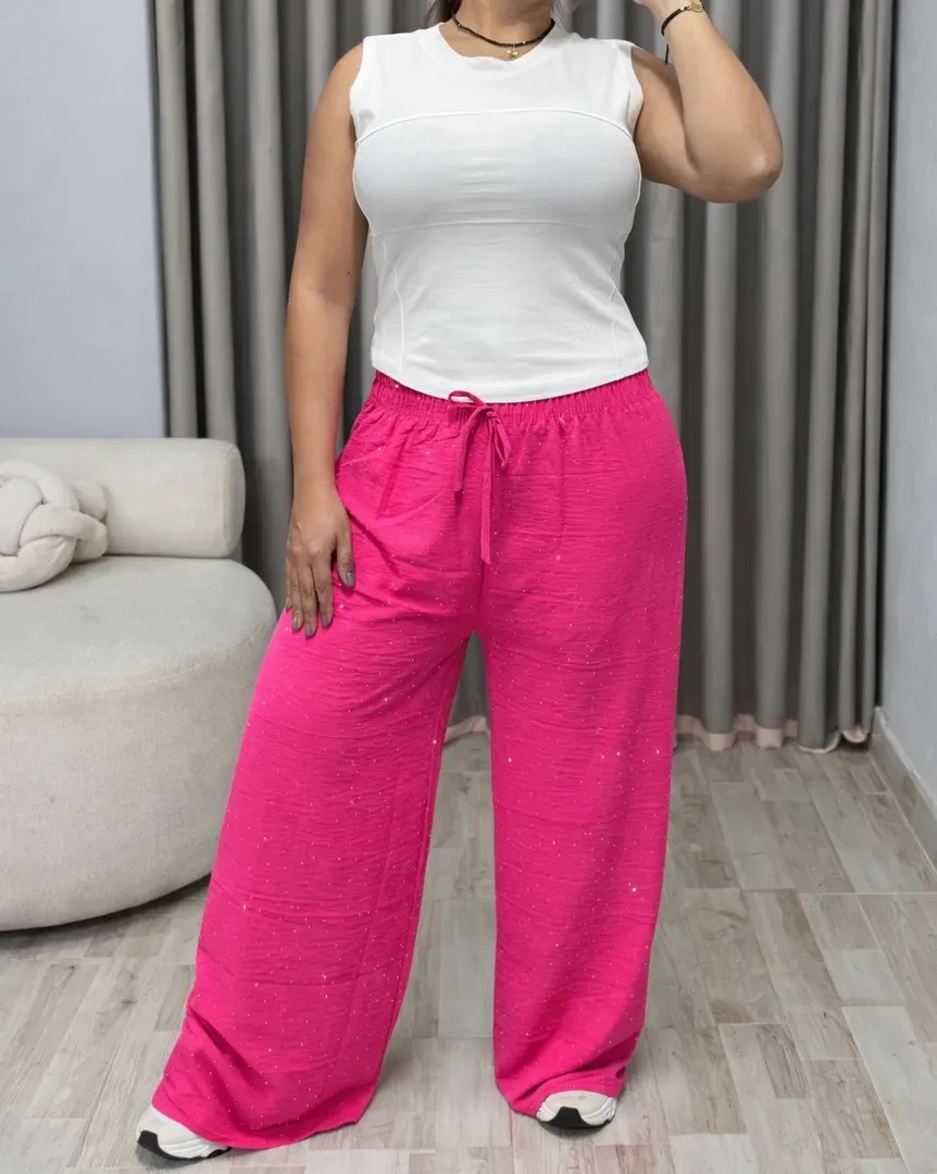 Pantalón con brillos tipo palazzo