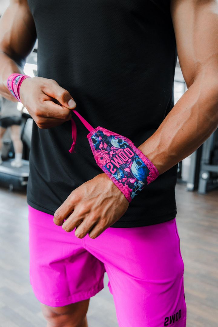  MUÑEQUERAS FIJAS SKULL FUCSIA 