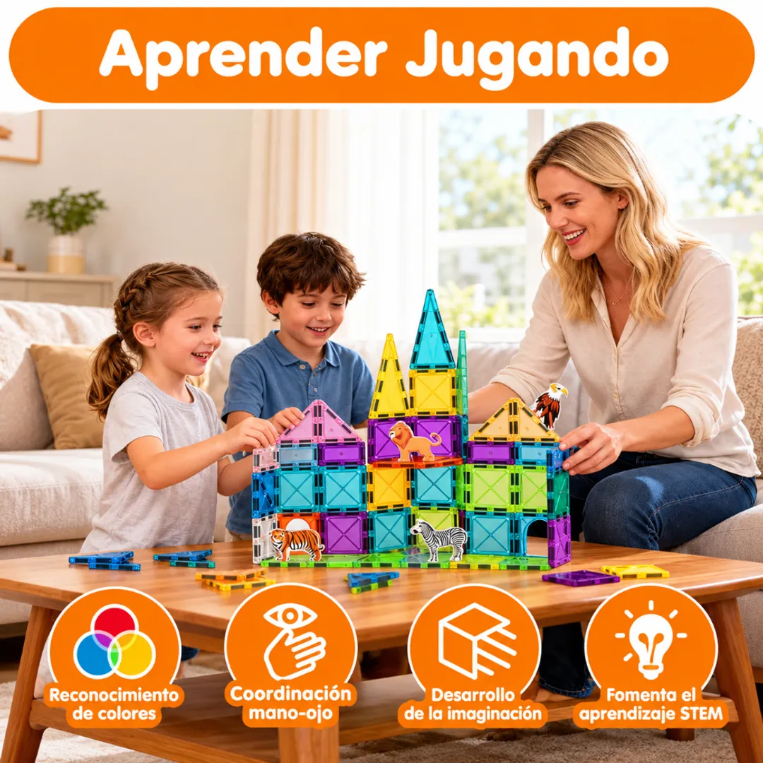 SET DE CONSTRUCCION LEGOS MAGNETICOS Y ANIMALES 95 PCS