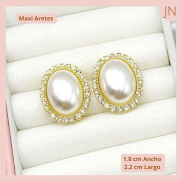 Maxi Aretes Topo Perla  - imagen 1