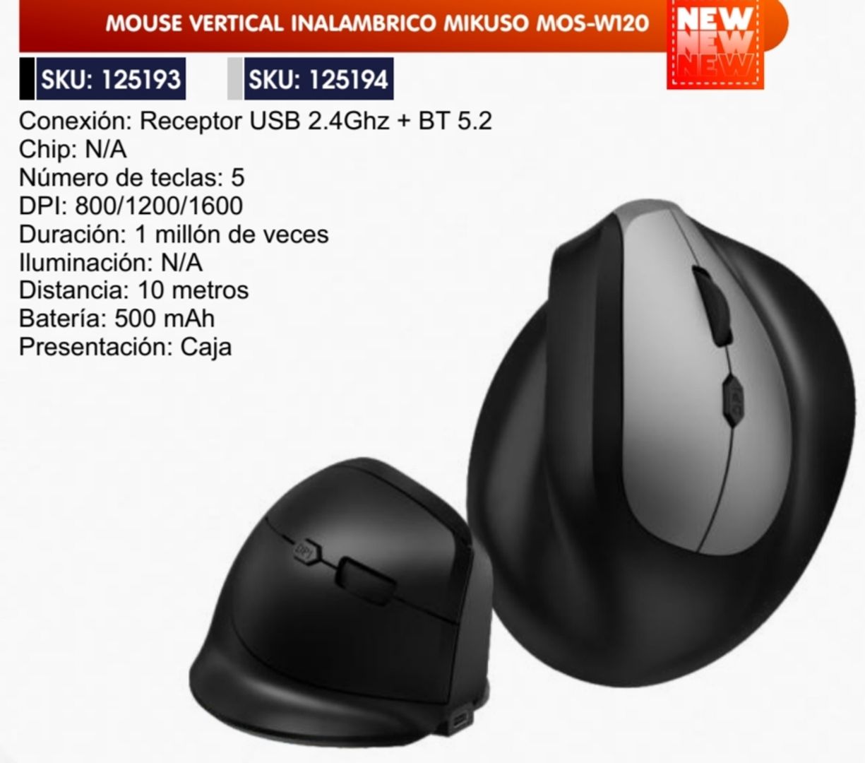 MOUSE VERTICAL INALÁMBRICO MIKUSO 