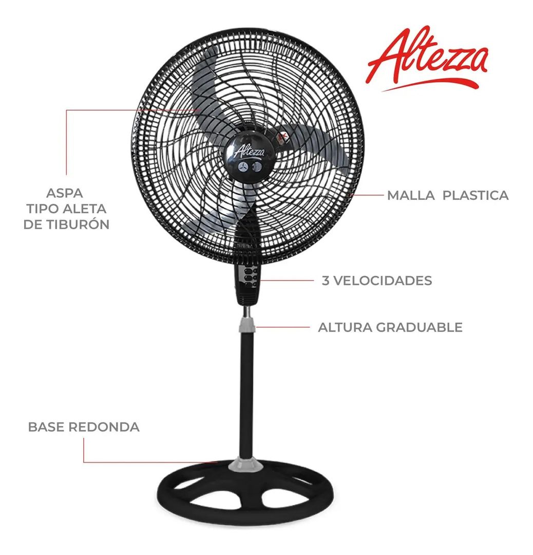 VENTILADOR ALTEZZA DE PIE BASIC BUJE NEGRO
