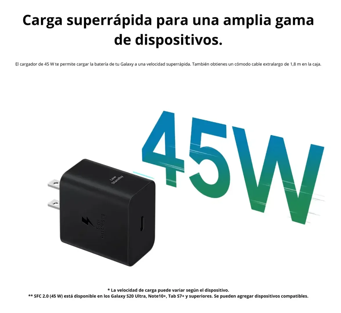 CARGADOR SAMSUNG 45W PD – CAJA BLANCA TIPO ORIGINAL