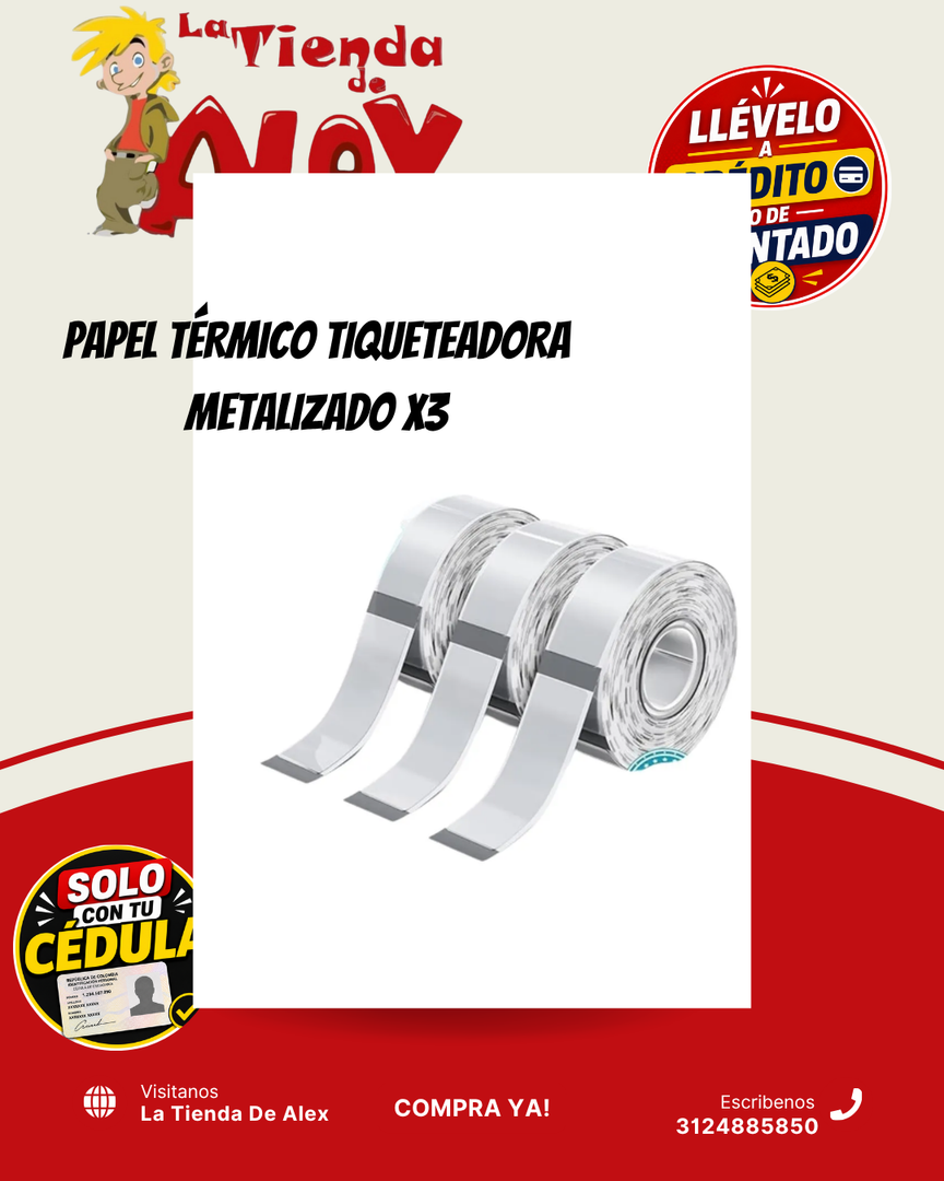 PAPEL TÉRMICO TIQUETEADORA METALIZADO X3