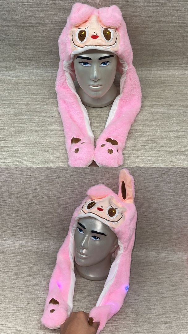 GORRO LABUBU ROSA CON LUCES 