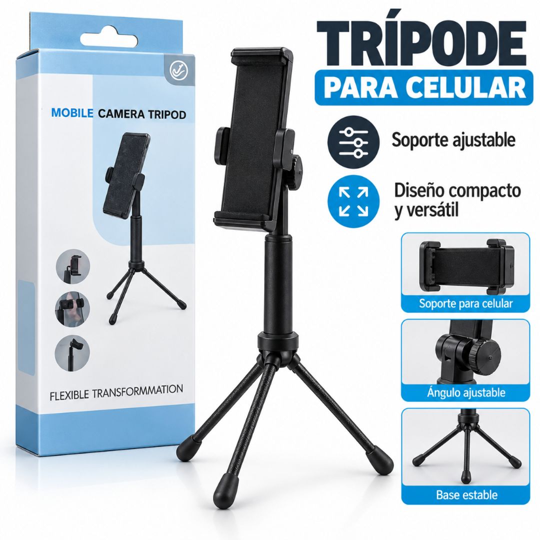 Trípode para Celular – Soporte Ajustable para Fotos y Videos