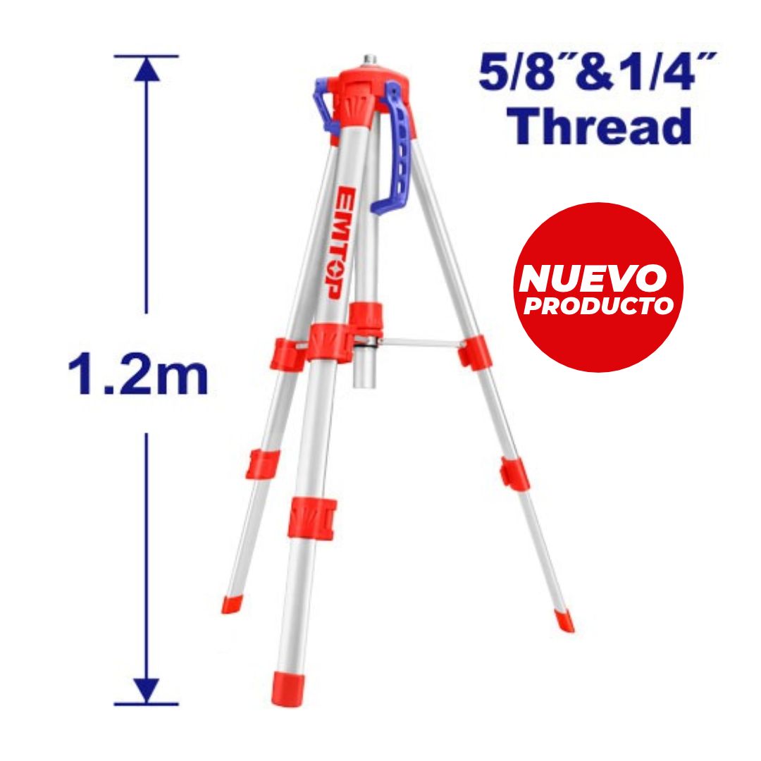 EMTOP TRIPODE ALUMINIO PARA NIVEL LASER 1,2MTS 5/8" & 1/4"