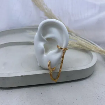 Imagen del producto Candonga con earcuff, perforación, unitario, oro rosa, covergold 