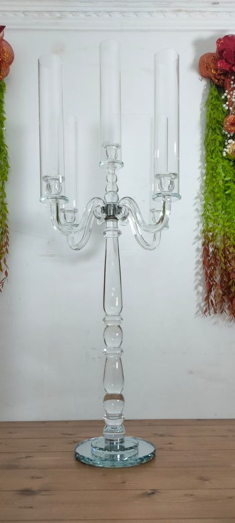 CANDELABROS CRISTAL - 5 BRAZOS LISO