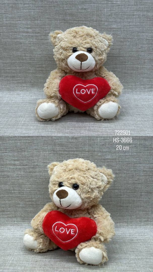OSO CHURCO CON CORAZÓN ROJO 20 CM