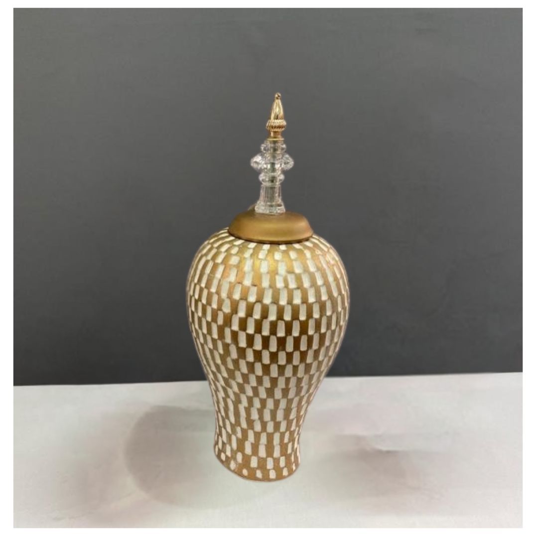 JARRON DE CERAMICA CON TAPA