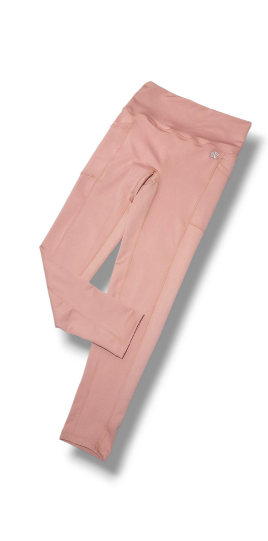Leggings Running con bolsillos laterales y sin costura delantera tiro alto Lycra