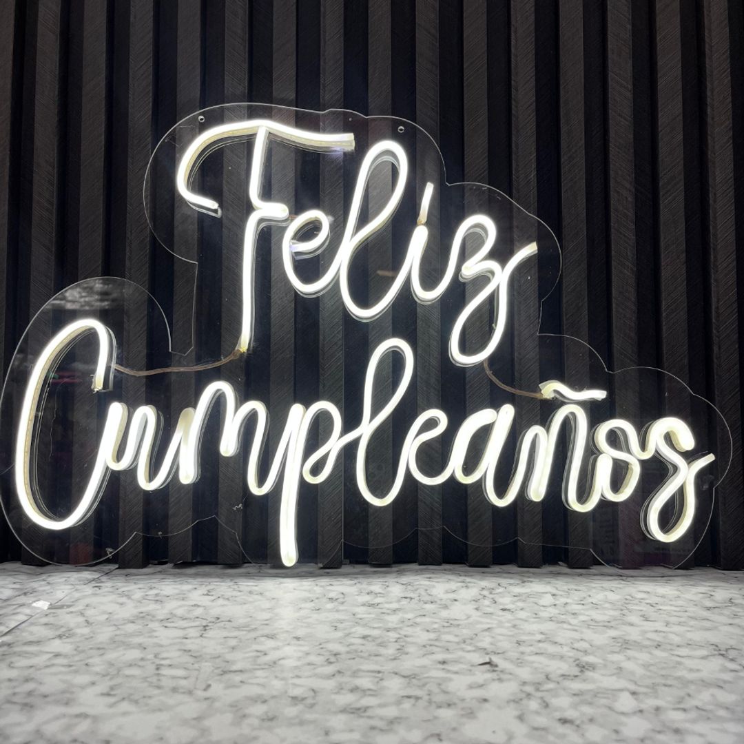 AVISO FELIZ CUMPLEAÑOS NEON FLEX 60 X 40 CM