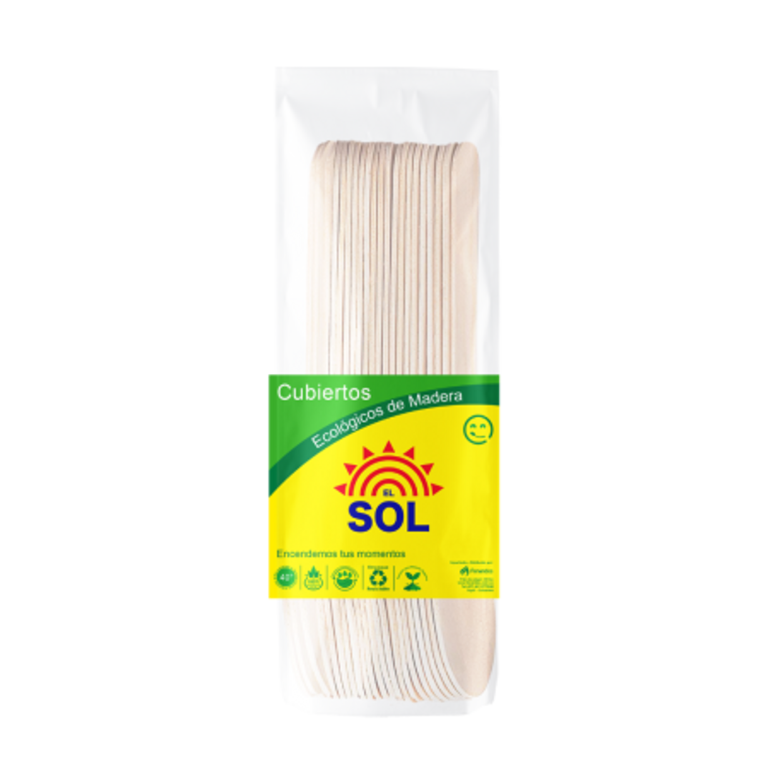  L. CUCHARA MADERA EL SOL PAQ X 20 UND 