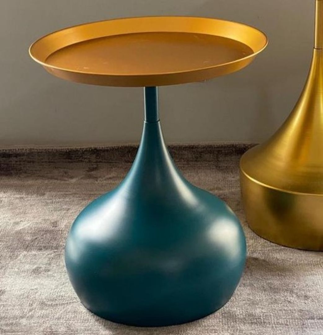 Mesas en metal VERDE AZUL Y dorado