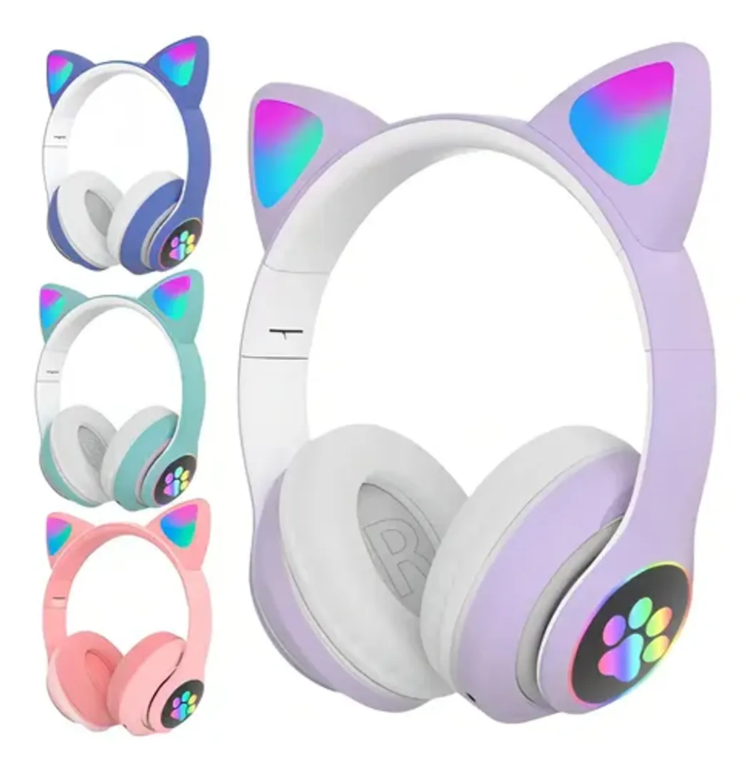 AUDIFONOS DIADEMA RGB BLUETOOTH OREJAS CAT STN-28