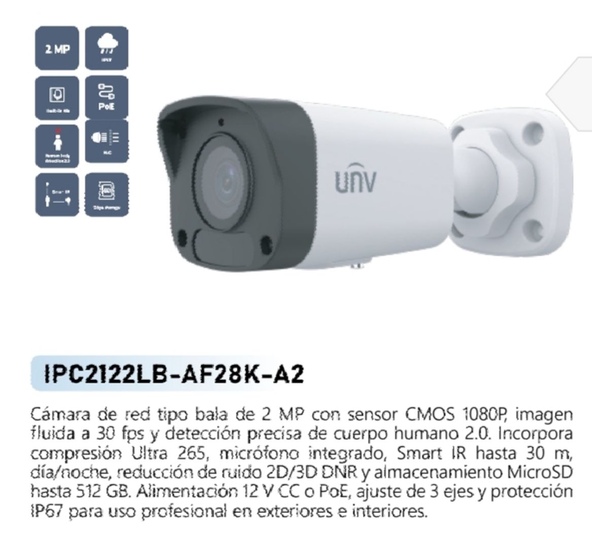 CAMARA DE RED TIPO BALA 2MP UNIVIEW 