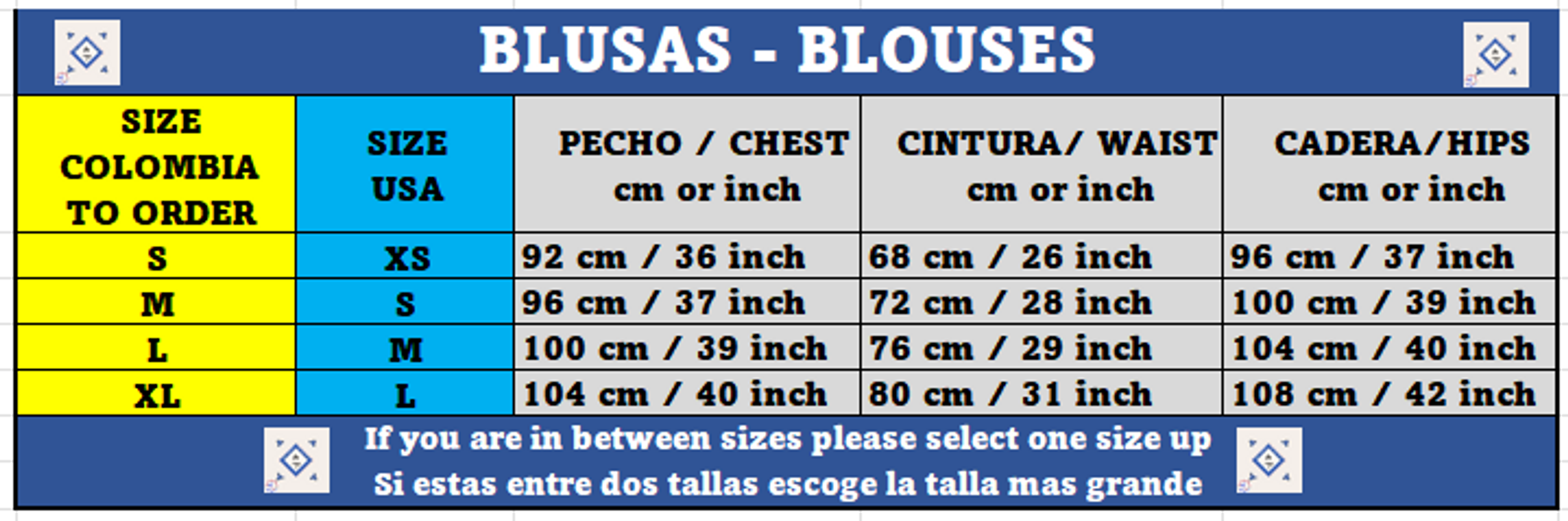 SIZES / MEDIDAS 
