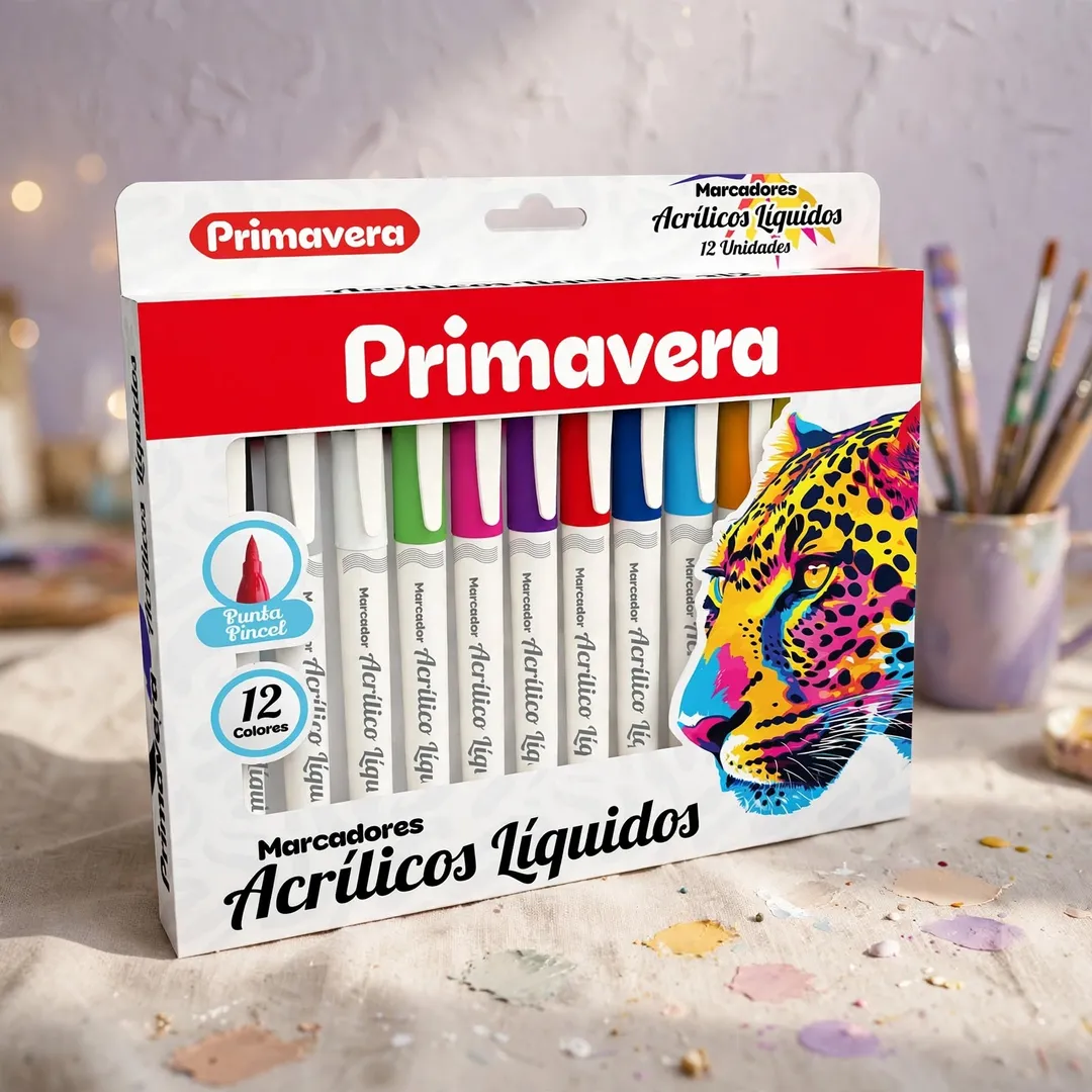 MARCADORES ACRÍLICOS PRIMAVERA PUNTA PINCEL X12