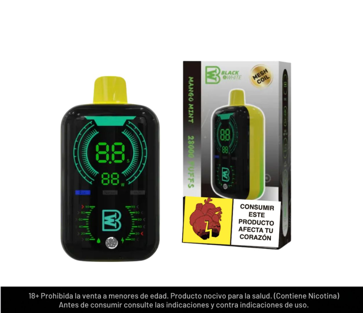 Black And White Mango Mint 28.000 Puffs