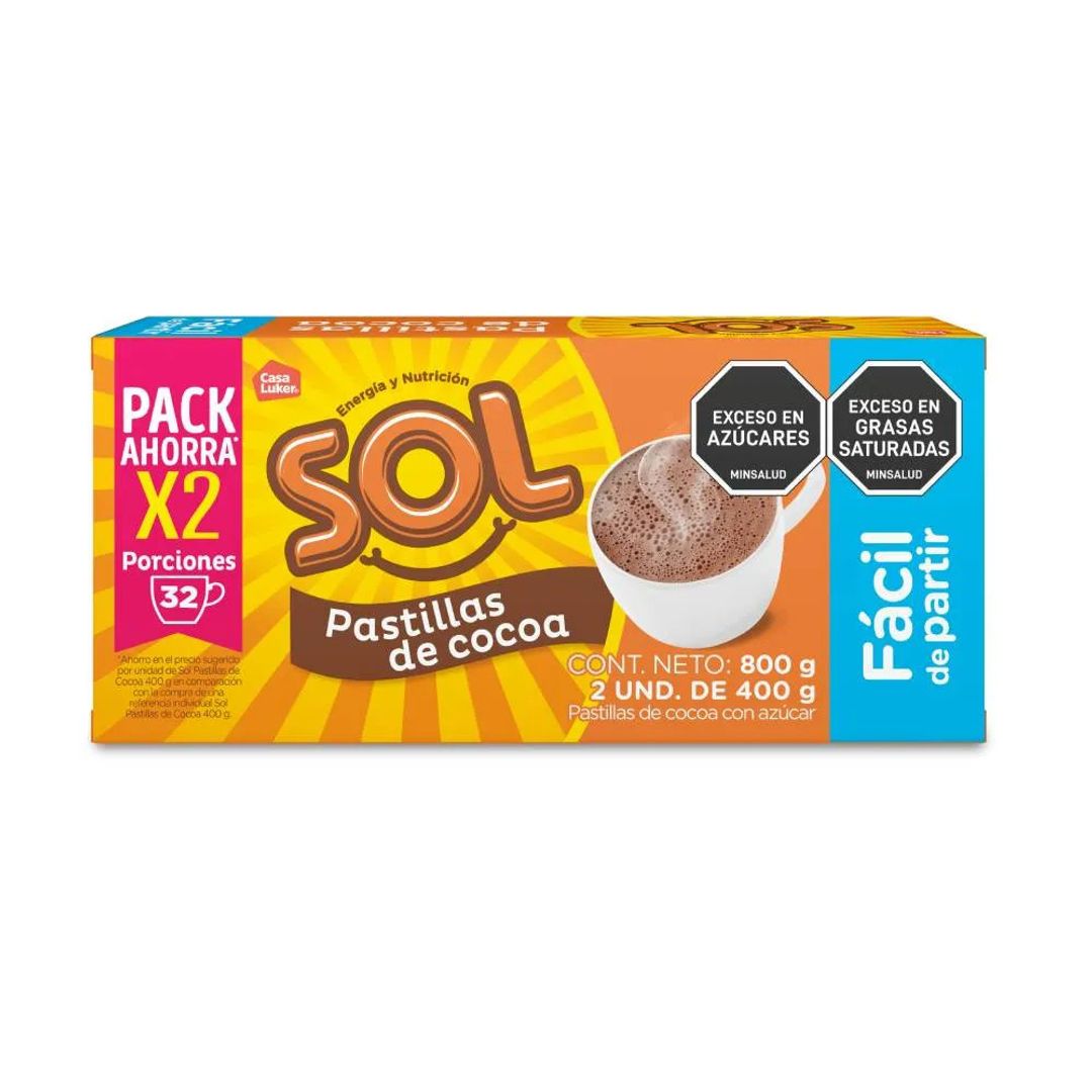 CHOCOLATE PASTILLAS DE COCOA SOL*2*400G