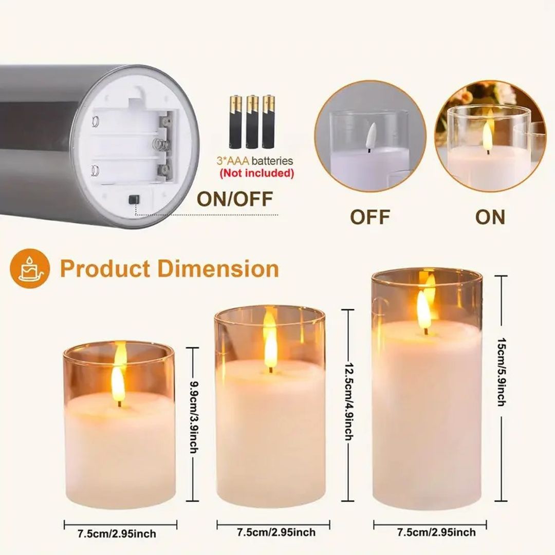 SET DE VELAS X3 LED CANDLE