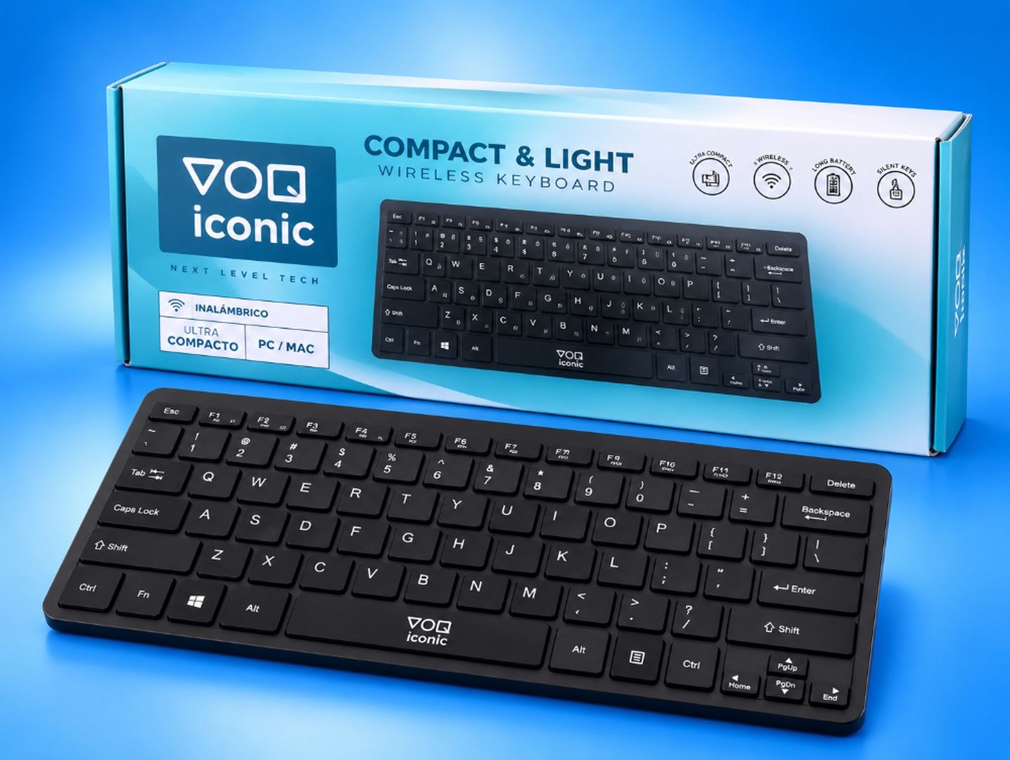 Teclado Inalámbrico VOQ Iconic Compact & Light – Negro